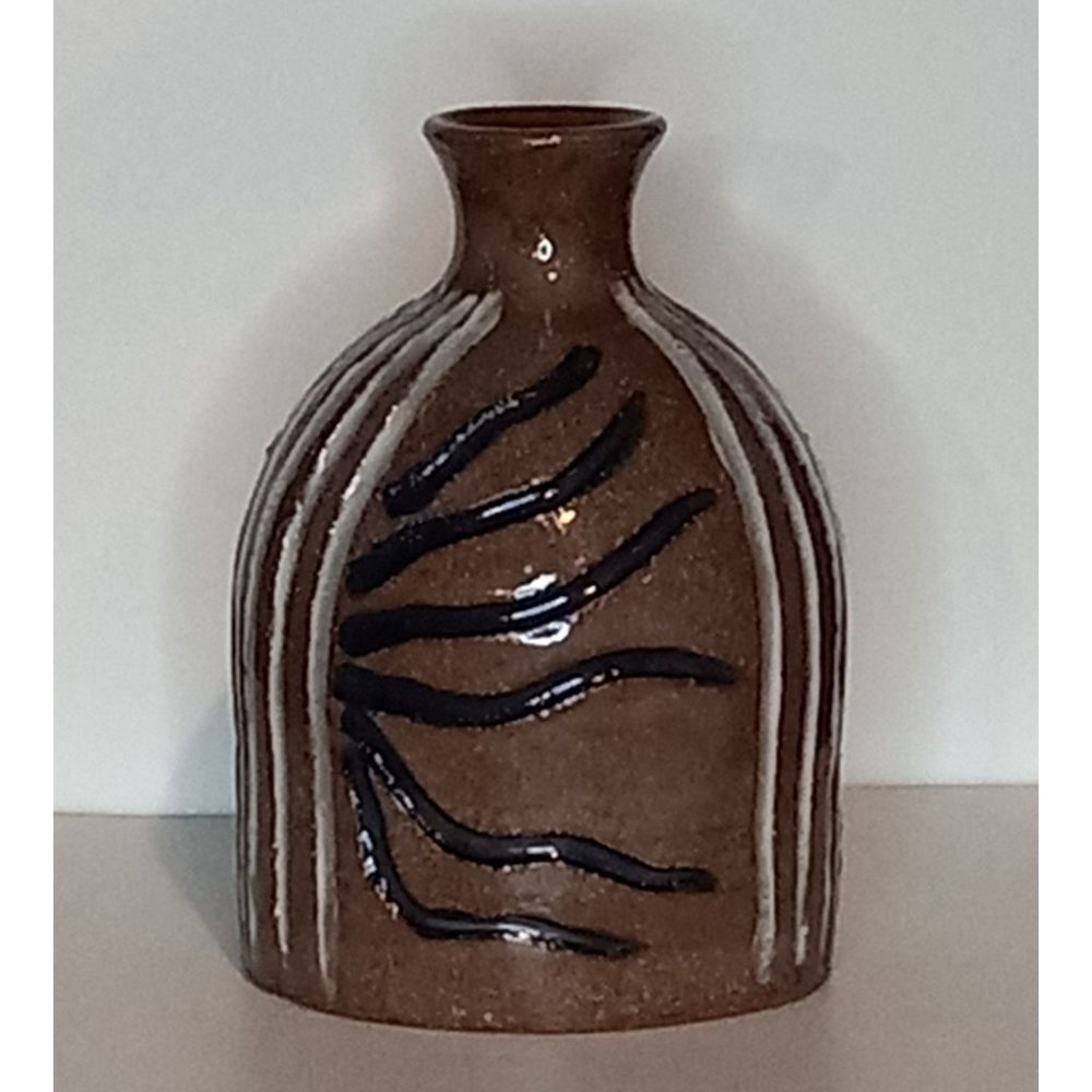 VTG Artist Signed Studio Pottery Vase Pot Vessel‎ Glazed Boho Southwest Ethnic